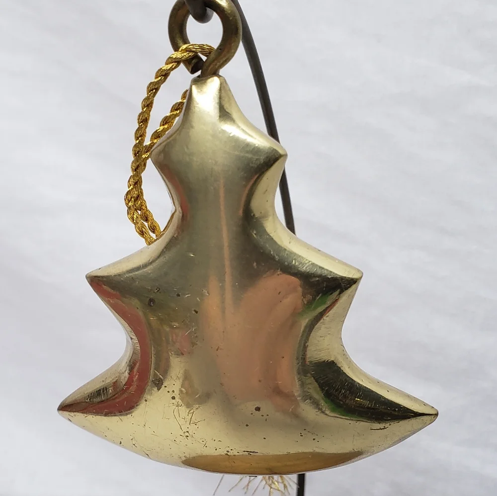 Vintage Heavy Brass Christmas Tree Ornament 3 Inches
